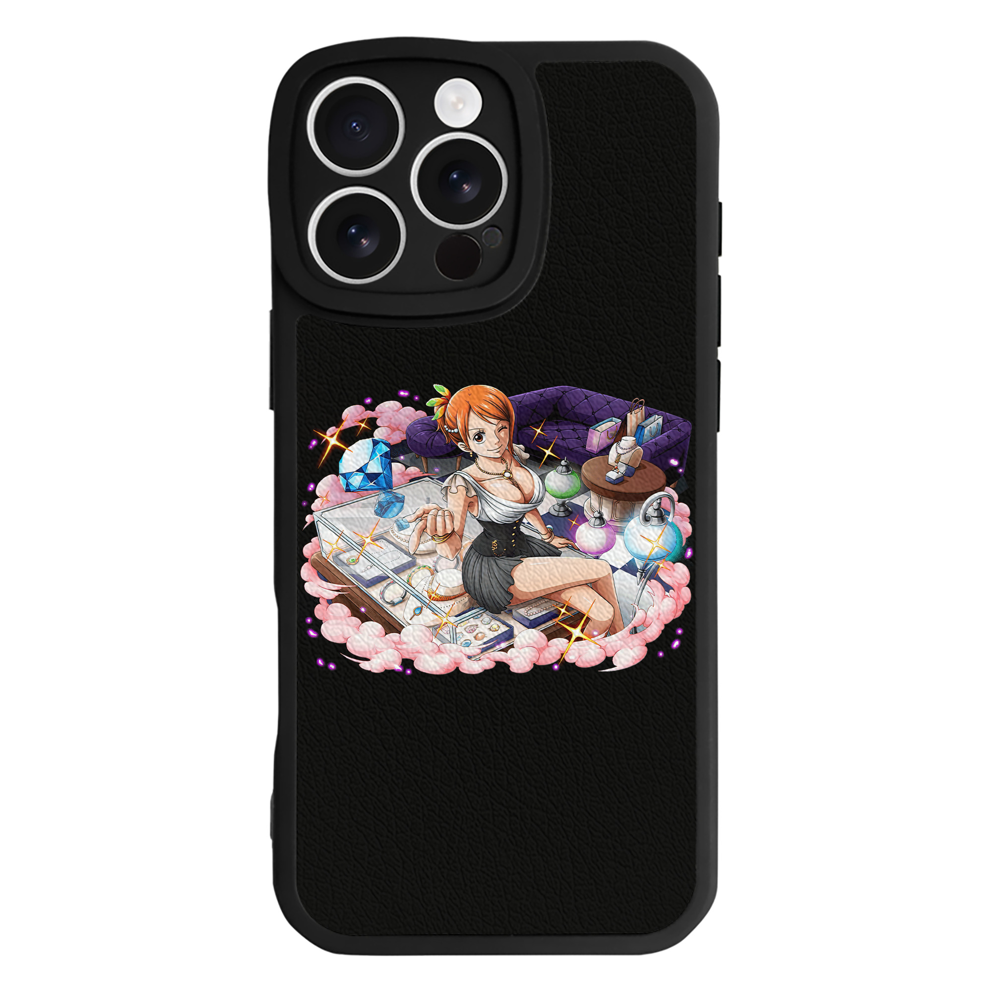 （画像用） ワンピース ナミ ONE PIECE Nami 【iPhone 16シリーズ対応】シリコンスマホケース（レザー調） 材質：シリコン